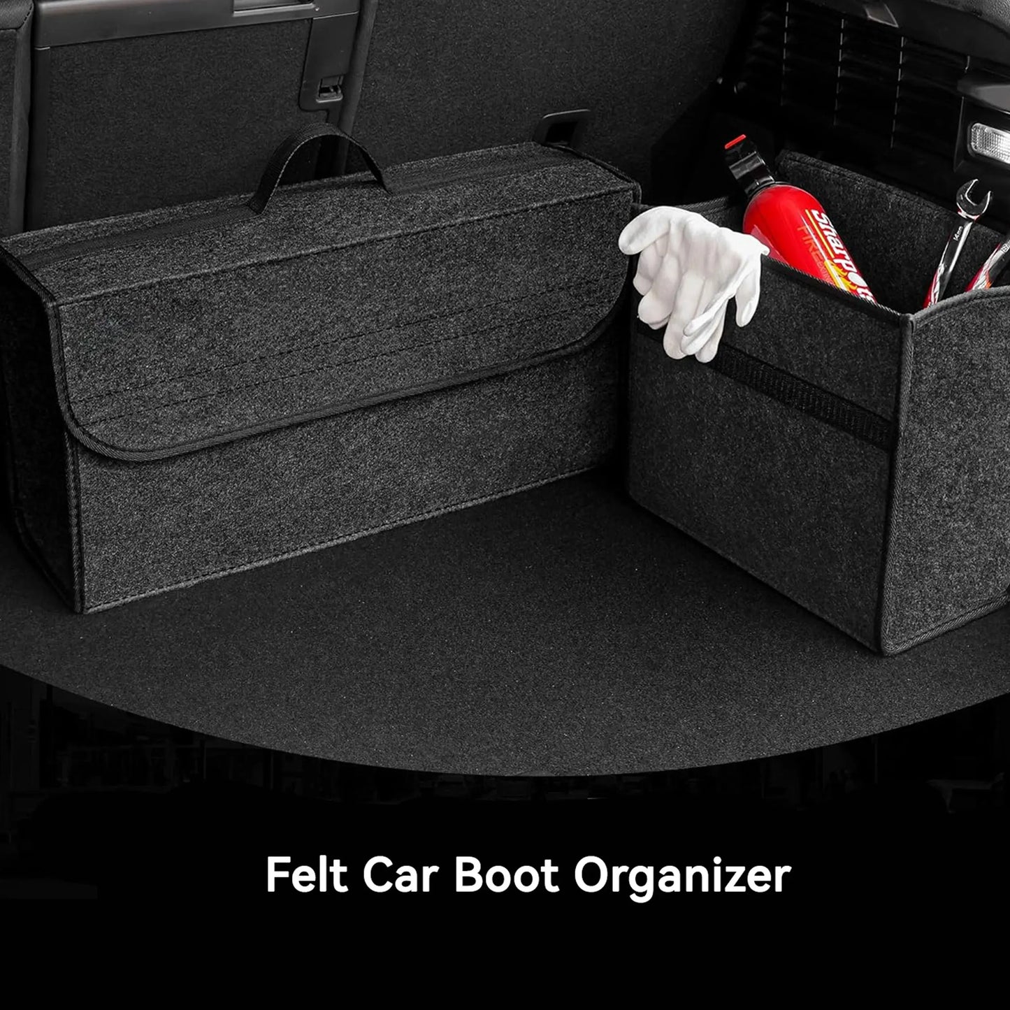 Felt Car Boot Organizer Foldable Trunk Storage Box Upgraded Felt Multi-Use Car Accessory for Tools Shopping & Maintenance, 2 Siz