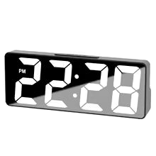 Digital Alarm Clock,Mirror Surface LED Electronic Clock,Adjustable Brightness, Snooze Model, 12/24H Display,Alarm Clock for Home
