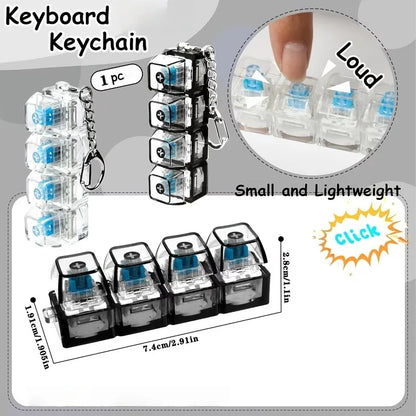4Keys Illuminated Mechanical Keyboard Keychain Finger Button anti Stress Keycap for Office Home Adults Kid,Decompression Clicker