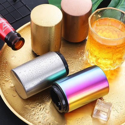 1/2Pcs Automatic Beer Bottle Opener Magnet Beer Opener Stainless Steel Push down Opener Wine Soda Cap Opener Kitchen Accessory