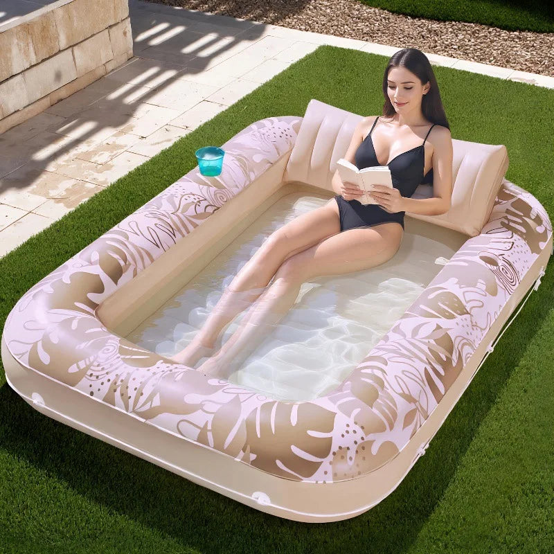 Inflatable Water Bed Bathtub Adult Tanning Pool Lounger Portable Outdoor Sunbathing Relaxation Furniture