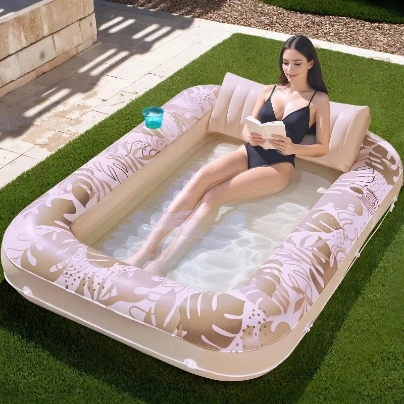Inflatable Water Bed Bathtub Adult Tanning Pool Lounger Portable Outdoor Sunbathing Relaxation Furniture